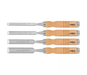 Neo Tools 37-800 Satz mit 4 Flachmeißeln / Klingenbreiten: 6/12/18/24 mm