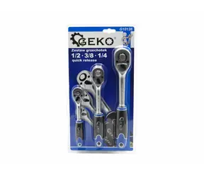 GEKO Ratsche 1/2" | 3/8" | 1/4" Satz mit 3 Stück 