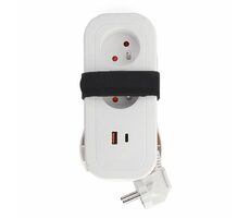 Solight 2z + USB A+C 20W PD Reise-Verlängerungskabel 1,5 m weiß