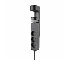 Solight 3z + tragbare USB-A+C-Tischsteckdosen + USB-Schnellladegerät 20 W PD 2 m schwarz