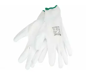 Extol- Premium Handschuhe aus Polyester, halbgetaucht in PU, Weiß - Größe 8 Zoll 