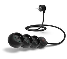 Connect IT CES-1014-BK Verlängerungskabel 230V schwarz / 1,5m / 3 Steckdosen / Schalter 