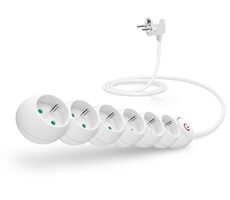 Connect IT CES-1015-WH Verlängerungskabel 230V weiß / 5m / 6 Steckdosen / Schalter 