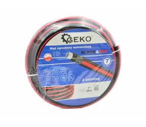 GEKO Verstärkter Gartenschlauch SCHWARZ&ROT 1" 20m für Wasser 4-lagig 