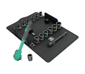 Wera 8100 SB 12 Zyklop Comfort Knarrensatz / mit Kniehebel / Anschlussgröße 3/8" / metrisches System / 16-teilig