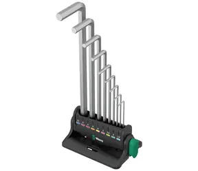 Wera 950/9 Hex- PLUS 8 / Winkelschlüsselsatz / metrisch / verchromter Halter / 10-teilig