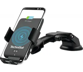 TechniSat Smartcharge 1 Autotelefon-Ladehalterung schwarz / 65-100 mm / für Gitter / für Glas / Qi / USB-C / 10W