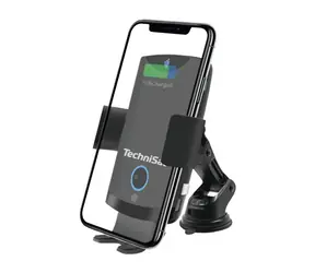 TechniSat Smartcharge 2 Autotelefon-Ladehalterung schwarz / 65-100 mm / für Gitter / für Glas / Qi / USB-C / 10W