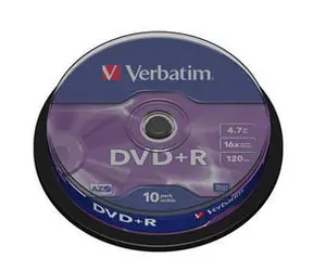 Verbatim 10 Stück DVD+ R 4,7 GB 16x / Kuchen