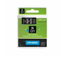 Dymo -Klebeband D1, 12 mm x 7 m, weiß auf schwarz
