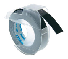 Dymo Original Etikettendruckerband 9 mm x 3M (schwarzer Hintergrund) / weißer Druck / 3D / 1 Stk
