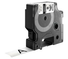 Dymo Original-Etikettendruckerband 19 mm x 1,5 m / schwarzer Druck / weißer Hintergrund / flacher RHINO-Schrumpfschlauch