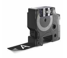 Dymo Original-Etikettendruckerband 24 mm x 5,5 m (schwarzer Hintergrund) / weißer Druck / RHINO