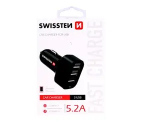 Swissten CL Adapter 3x USB 5.2A schwarz