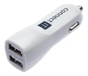 Connect IT Premium Autoladegerät 2xUSB 3,1A+1A weiß