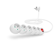 Connect IT Verlängerungskabel 230V 5 Steckdosen 3 ms mit Schalter weiß