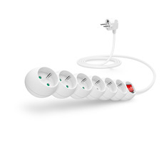 Connect IT Verlängerungskabel 230V 6 Steckdosen 2 ms mit Schalter weiß