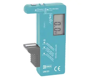 Emos LCD-Batterietester UNI D3 / AA / AAA / C / D / 9V und Taste / LCD-Display