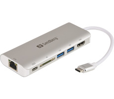 Sandberg USB-C HUB / HDMI+LAN+SD+USB / 61W / Weiß