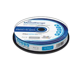 MediaRange BD R Blu-RAY 50 GB 6x Dual Layer Spindel 10 Stück - Tintenstrahldruckbar