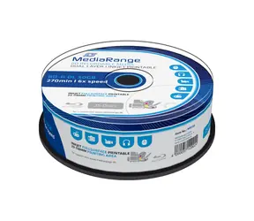 MediaRange BD R Blu-RAY 50 GB 6x Dual Layer Spindel 25 Stück - Tintenstrahldruckbar