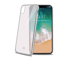Celly Laser TPU-Hülle - Kante mit mattem Metalleffekt für Apple iPhone X Silber