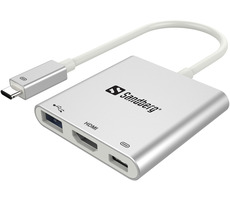 Sandberg Mini USB-C HUB / HDMI+USB / Silber