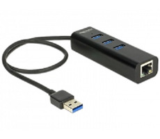DeLock HUB USB 3.0 / 3 Ports / + 1 Port Gigabit LAN 10, 100, 1000 Mbs