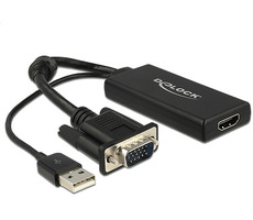 DeLock Adapter VGA > HDMI mit Audio / Schwarz
