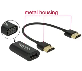 DeLock Adapter HDMI-A Stecker auf VGA Buchse / Metallgehäuse mit 15 cm Kabel