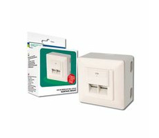 Digitus modulare Doppelsteckdose CAT5E, geschirmt, auf Putz, weiß, LSA