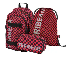 BAAGL SET 3 - Schulset Skate TERIBEAR / Rucksack / Federmäppchen / Tasche