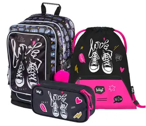 BAAGL SET 3 - Schulset Sneakers / Rucksack / Federmäppchen und Tasche
