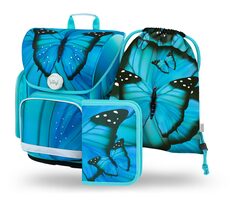 BAAGL SET 3 - Schulset Ergo Buterfly / Aktentasche / Federmäppchen / Tasche