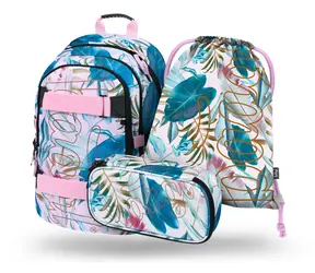 BAAGL SET 3 - Skate Leafs Schulset / Rucksack / Federmäppchen / Tasche