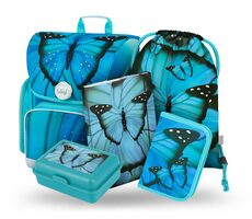 BAAGL SET 5 - Schulset Ergo Butterfly / Aktentasche / Federmäppchen / Tasche / Teller / Box