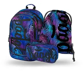 BAAGL SET 3 - Core Palm Schulset / Rucksack / Federmäppchen / Tasche