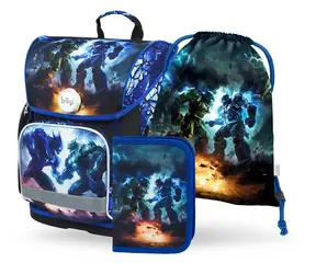 BAAGL 3 SET Ergo Roboti: Aktentasche, Federmäppchen, Tasche / geeignet ab 1. Klasse
