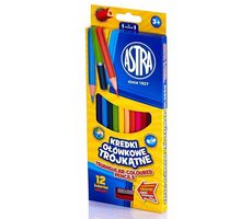 ASTRA Dreieckige Buntstifte 12 Stück mit Spitzer