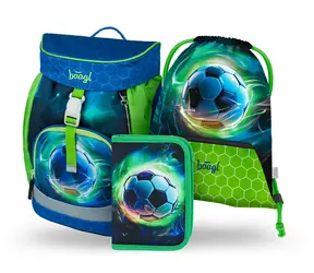 BAAGL SET 3 - Schulset Airy Football Ball: Rucksack / Federmäppchen / Tasche