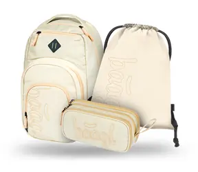 BAAGL SET 3 - Schulset Coolmate Beige: Rucksack / Federmäppchen / Tasche