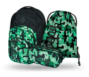 BAAGL SET 3 - Schulset Coolmate Green: Rucksack / Federmäppchen / Tasche