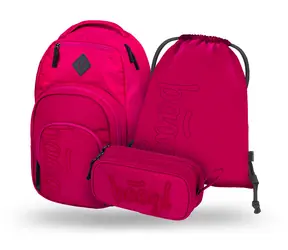 BAAGL SET 3 - Schulset Coolmate Ruby: Rucksack / Federmäppchen / Tasche