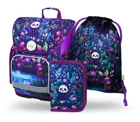 BAAGL SET 3 - Schulset Ergo Jungle Panda: Aktentasche / Federmäppchen / Tasche