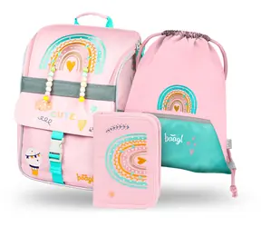 BAAGL SET 3 - Schulset Zippy Duha rosa: Aktentasche / Federmäppchen / Tasche