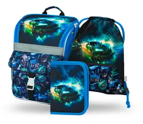 BAAGL SET 3 - Schulset Zippy Racing Auto: Aktentasche / Federmäppchen / Tasche