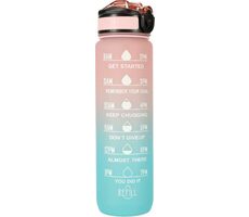 KIK Motivational Wasserflasche 1l Rosa-Blau