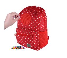 PIXIE CREW Kinderrucksack roter Stoff mit weißen Punkten / kleines Panel / ab 6 Jahren