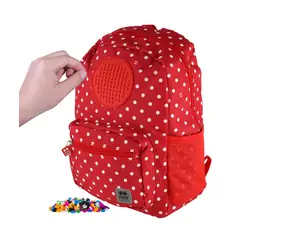 PIXIE CREW Kinderrucksack roter Stoff mit weißen Punkten / kleines Panel / ab 6 Jahren