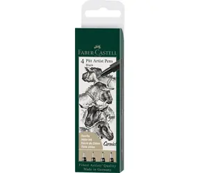 Faber-Castell Pitt Artist Pen Marker - schwarzes Kunststoffetui 4 Stück 